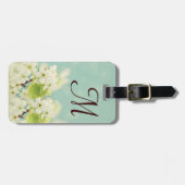Blume mit weißem Kirschblossom Monogram-Gepäckmark Gepäckanhänger (Vorderseite horizontal)