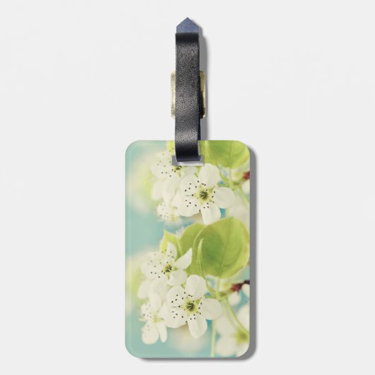 Blume mit weißem Kirschblossom Monogram-Gepäckmark Gepäckanhänger (Rückseite vertikal)