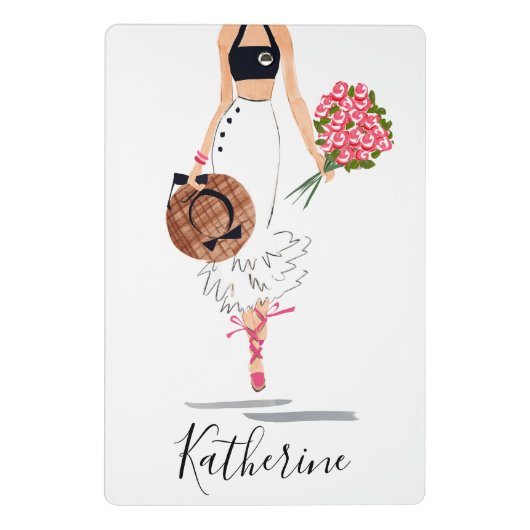 Blume mit weißem Rock Mini Klemmbrett (Rückseite)