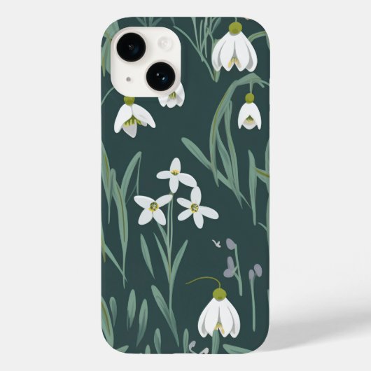 Blume mit weißem Schnee auf Grün Case-Mate iPhone Hülle (Rückseite)