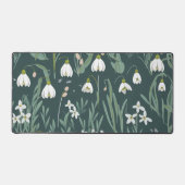 Blume mit weißem Schnee auf Grün Schreibtischunterlage (Vorderseite)