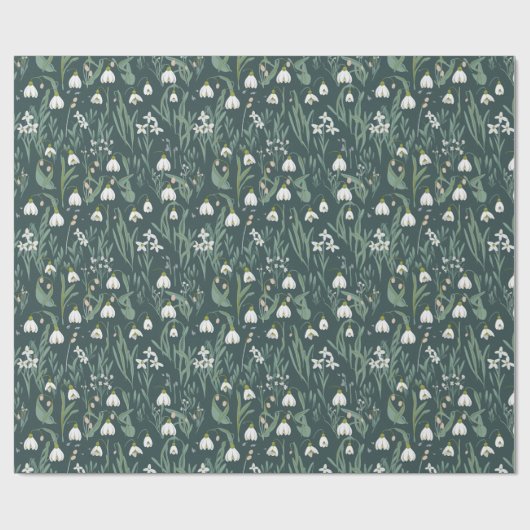 Blume mit weißem Schneefall Geschenkpapier (Flach)