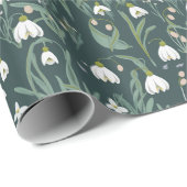 Blume mit weißem Schneefall Geschenkpapier (Rolleneckpunkt)