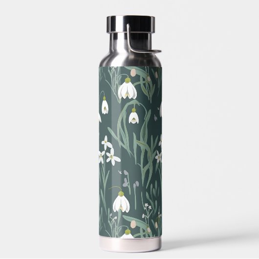Blume mit weißem Schneefall Trinkflasche (Links)
