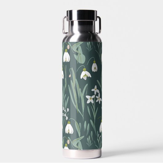 Blume mit weißem Schneefall Trinkflasche (Vorne)