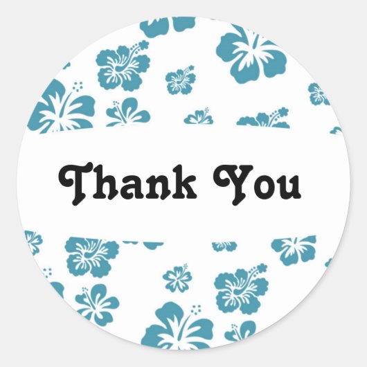 Blume mit weißem und blauem Hibiskus Party Runder Aufkleber (Vorderseite)
