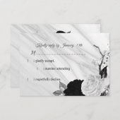 Blume mit weißem und rückseitigem Marmor RSVP Karte (Vorne/Hinten)