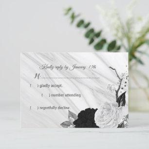 Blume mit weißem und rückseitigem Marmor RSVP Karte