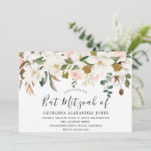 Blume mit weißem Wasser Bat Mizvah Einladung (Stehend Vorderseite)