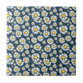 Blume mit weißen Blütenblättern auf marineblau Fliese (Vorderseite)