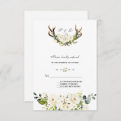 Blume mit weißer Creme, Wasserfarben, Hochzeiten RSVP Karte (Vorne/Hinten)