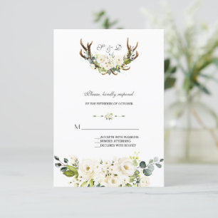 Blume mit weißer Creme, Wasserfarben, Hochzeiten RSVP Karte