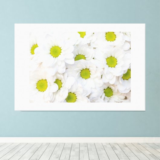 Blume mit weißer Farbe, Premium gedruckt Leinwanddruck (Insitu (Holzboden))