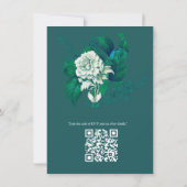 Blume mit weißer/grüner Rose auf weißem, knusprige Einladung (Rückseite)