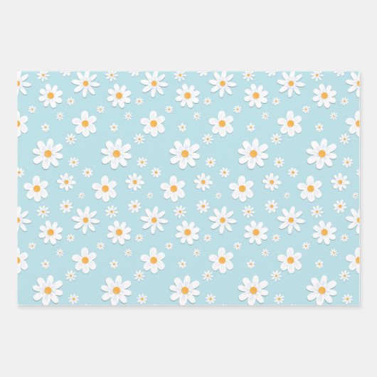 Blume mit weißer Ochsenblende Geschenkpapier Set (Vorderseite 3)