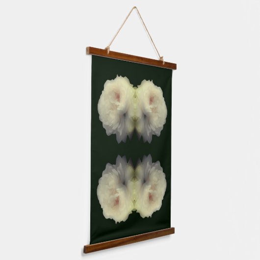 Blume mit weißer Rose in voller Blüte Abstrakt Wandteppich Mit Holzrahmen (Gewinkelt)