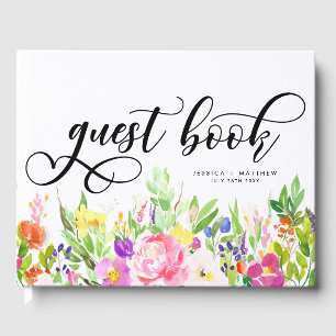 Blume mit weißer und weißer Wasserfarbe Gästebuch