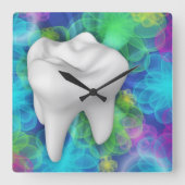 Blume mit weißer Zahnstange Quadratische Wanduhr (Vorderseite)