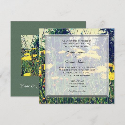 Blume mit wildem Löwenzahn Christlich Einladung (Vorne/Hinten)