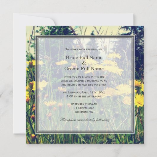 Blume mit wildem Löwenzahn Einladung (Vorderseite)