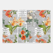 Blume mit Zeitungshintergrund Geschenkpapier Set (Vorderseite 3)