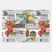 Blume mit Zeitungshintergrund Geschenkpapier Set (Vorderseite 2)