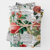 Blume mit Zeitungshintergrund Geschenkpapier Set (Beispiel)