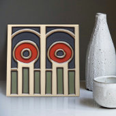 Blume Mitte des Jahrhunderts Symmetrische Kunsthan Fliese