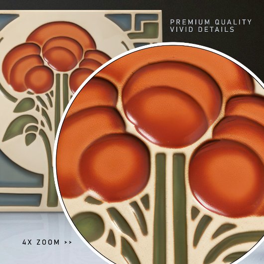 Blume Mitte des Jahrhunderts Symmetrische Kunsthan Fliese