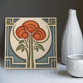 Blume Mitte des Jahrhunderts Symmetrische Kunsthan Fliese