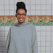 Blume Mitte des Jahrhunderts Symmetrische Kunsthan Fliese