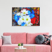 Blume Mix Leinwand, hellweiß und blau Leinwanddruck (Insitu (Wohnzimmer))