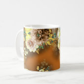 Blume Mix: Orange Hintergrund Kaffeetasse (Vorderseite Links)
