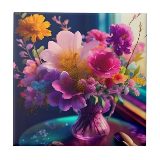 Blume Mix Vase 1 Fliese (Vorderseite)