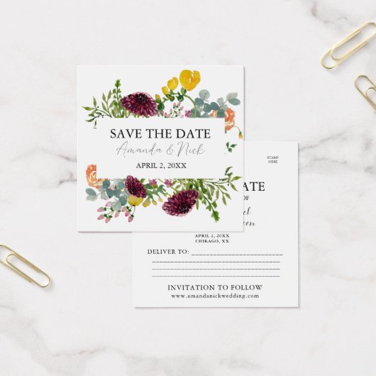 Blume Moderne, elegante Wasserfarbe Save the Date (Büro)