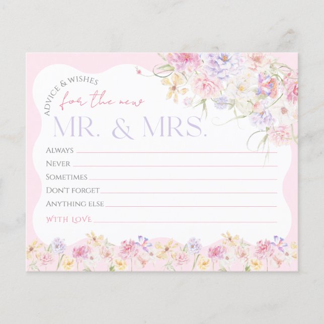 Blume Modernes Wavy Brautparty wünscht Game (Vorderseite)