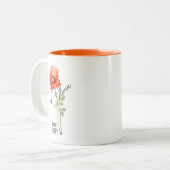 Blume Monat August Mohnname Zweifarbige Tasse (Vorderseite Links)