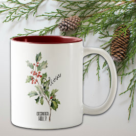 Blume Monat Dezember Holly Name Zweifarbige Tasse