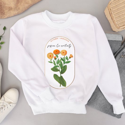 Blume Monat Oktober Marigold Geburtstag Sweatshirt