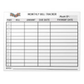 Blume Monatliche Bill Tracker Notepad Personalisie Notizblock (Vorderseite)