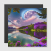 Blume Mond und Seeblick Magnetkarte (Vorne/Hinten)