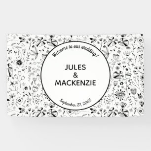 Blume Monochrome Moderne Hochzeit Banner