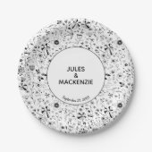 Blume Monochrome Moderne Hochzeit Pappteller (Vorderseite)