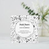 Blume Monochrome Modernes Brautparty Einladung (Stehend Vorderseite)