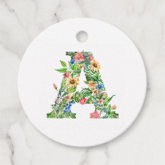 Blume Monogram A (Name Customizable) Bevorzugungst Geschenkanhänger (Vorderseite)