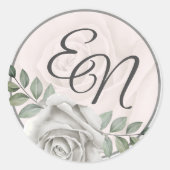 Blume Monogram Dusty White Roses Wedding Sticker (Vorderseite)