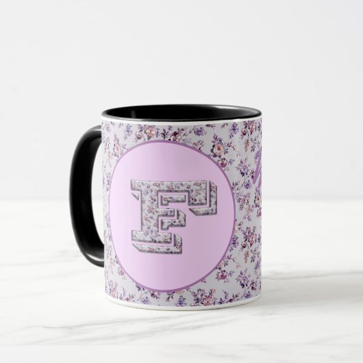 Blume Monogram F Tasse (Vorderseite Links)