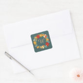 Blume Monogram Square Stickers, glänzend Quadratischer Aufkleber (Umschlag)