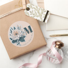 Blume-Monogramm-Aufkleber Runder Aufkleber