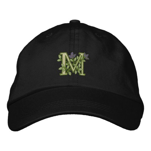 Blume Monogramm Bestickte Baseballkappe (Vorderseite)